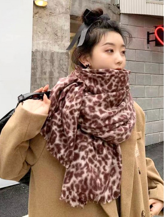 Soft Leopard Print Blanket Scarf